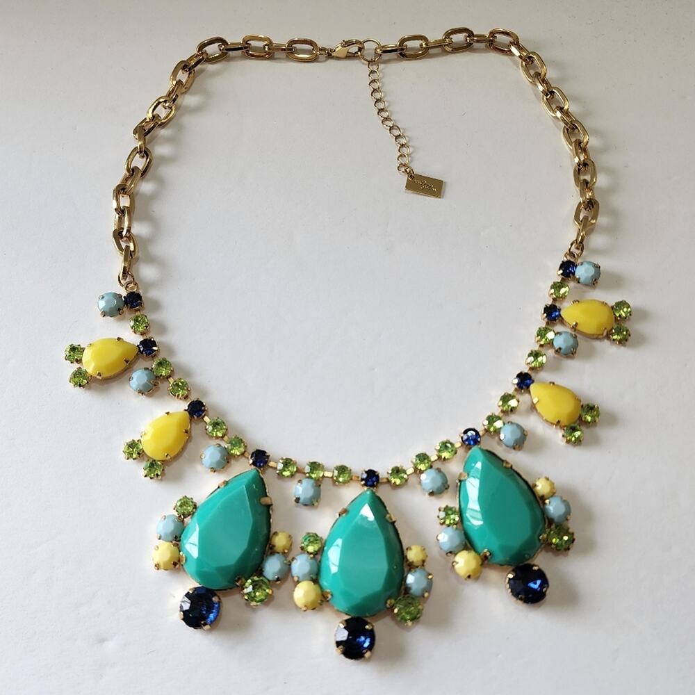 LILY PULITZER SPRING‎ FLING SHORELY BLUE Yellow Turquoise and Gold NECKLACE